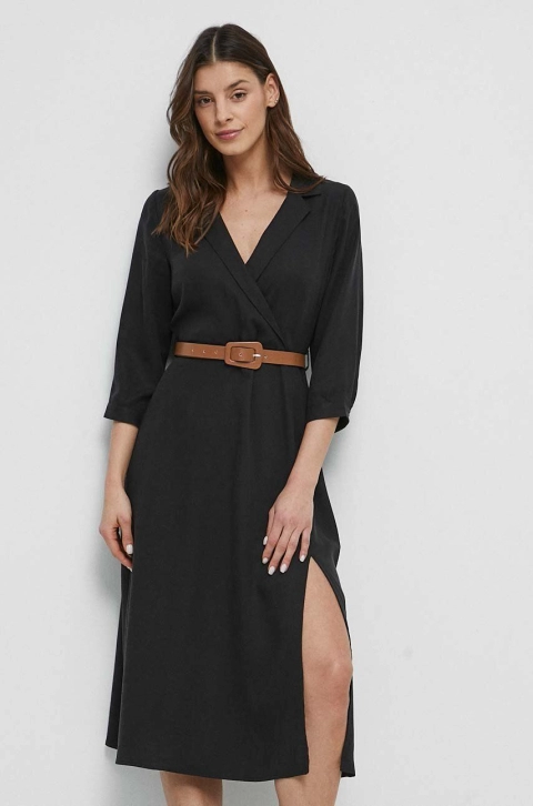 Medicine rochie culoarea negru, midi, evazati