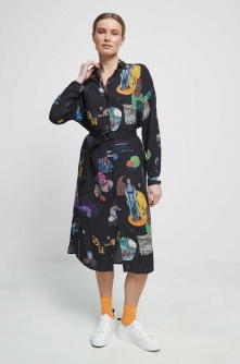 Medicine rochie culoarea negru, midi, oversize