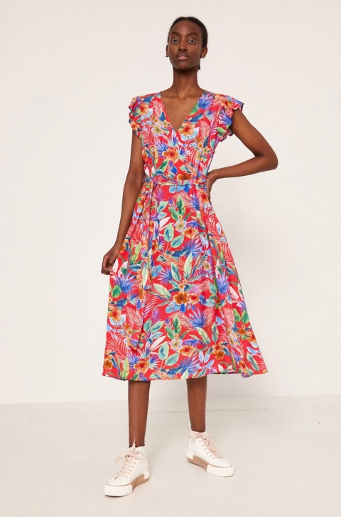 Medicine rochie culoarea rosu, midi, evazati