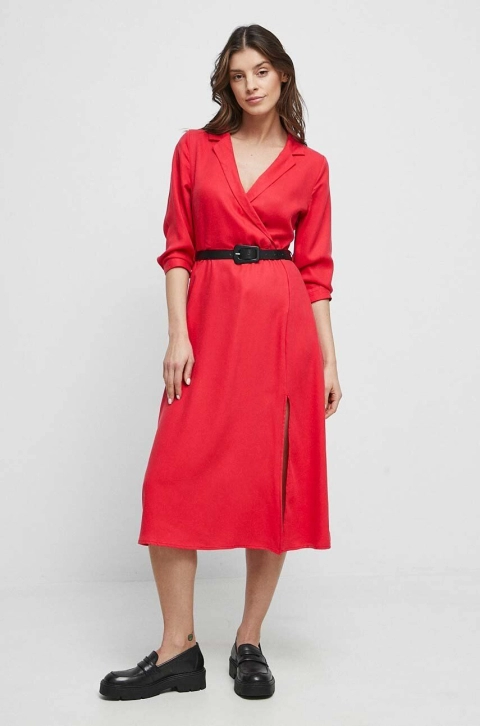 Medicine rochie culoarea rosu, midi, evazati