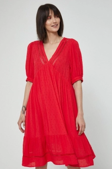 Medicine rochie culoarea rosu, mini, evazati