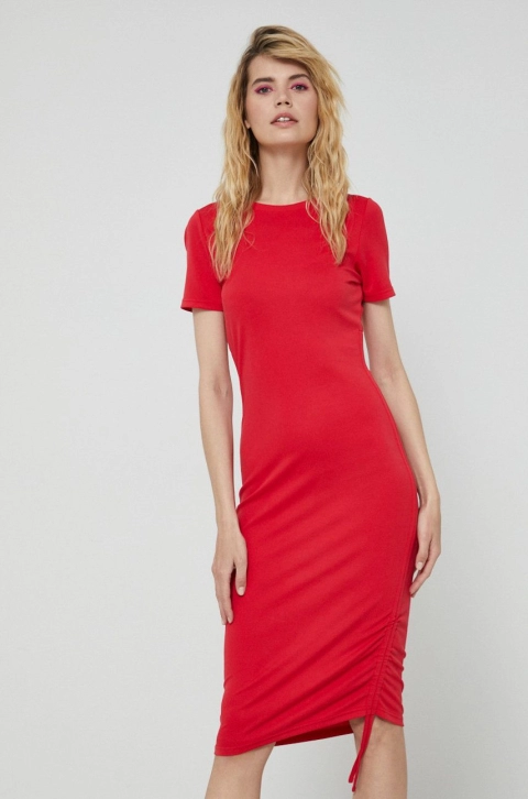 Medicine rochie culoarea rosu, mini, mulata