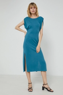 Medicine rochie culoarea turcoaz, midi, drept