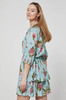 Medicine rochie culoarea turcoaz, mini, evazati