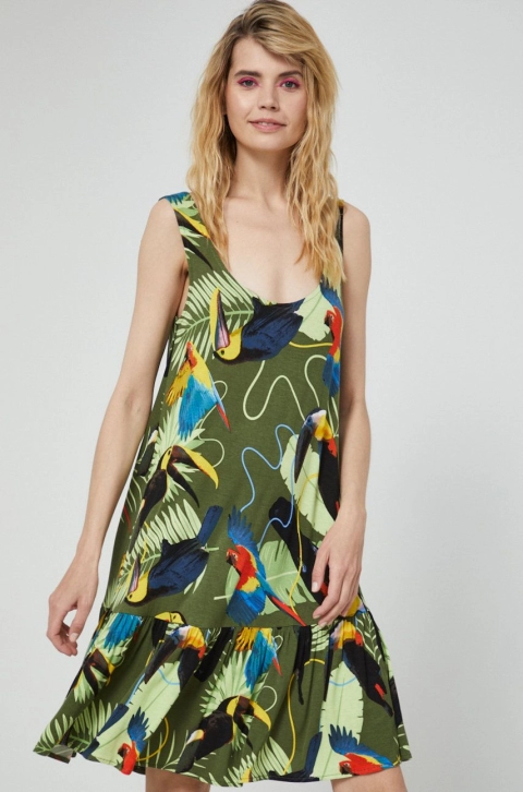 Medicine rochie culoarea verde, mini, evazati