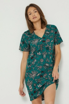 Medicine rochie din amestec de in culoarea verde, mini, drept