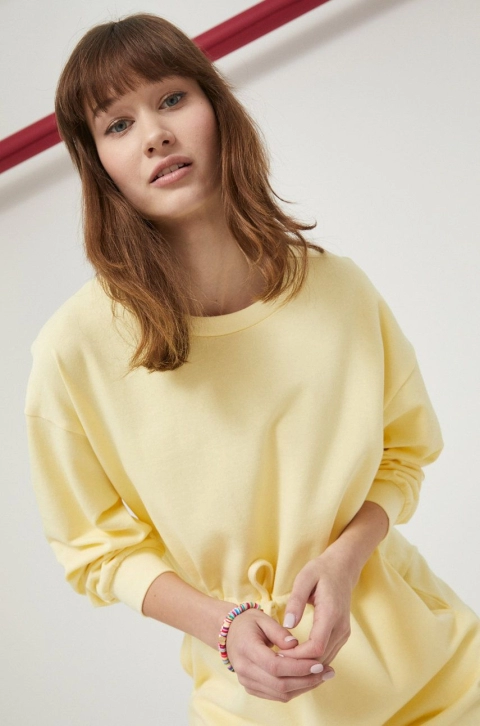 Medicine rochie din bumbac culoarea galben, mini, oversize