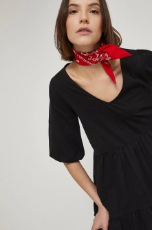 Medicine rochie din bumbac culoarea negru, mini, evazati