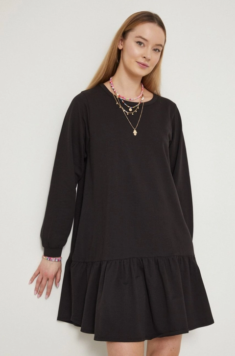 Medicine rochie din bumbac culoarea negru, mini, oversize