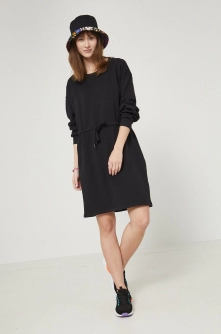 Medicine rochie din bumbac culoarea negru, mini, oversize