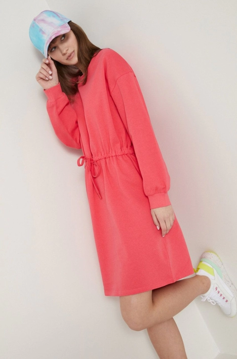Medicine rochie din bumbac culoarea roz, mini, oversize