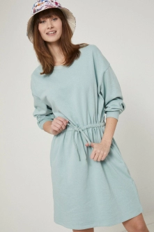 Medicine rochie din bumbac culoarea turcoaz, mini, oversize