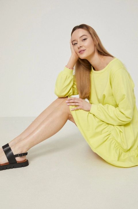 Medicine rochie din bumbac culoarea verde, mini, oversize