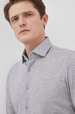 Michael Kors camasa din bumbac barbati, culoarea gri, cu guler italian, slim