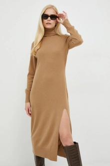 MICHAEL Michael Kors rochie din amestec de cașmir culoarea maro, midi, drept