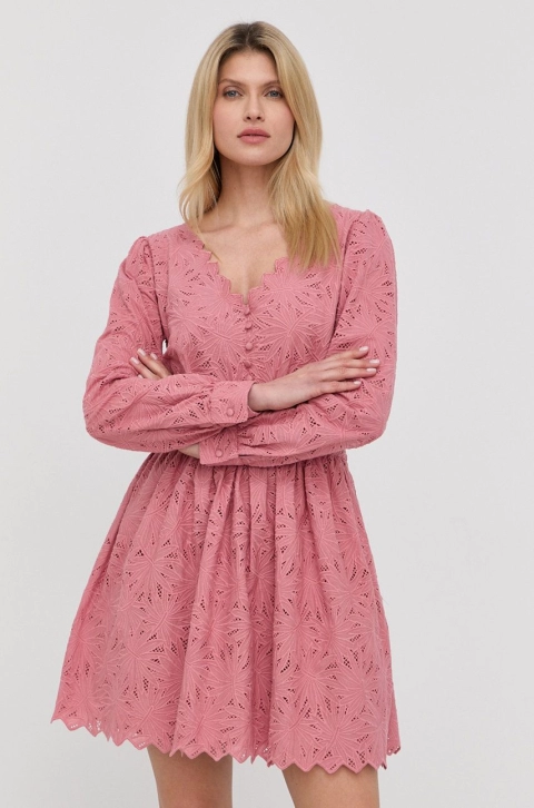 MICHAEL Michael Kors rochie din bumbac culoarea roz, mini, evazati
