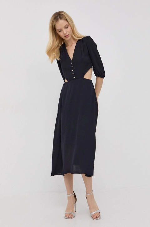 Morgan rochie culoarea albastru marin, midi, drept