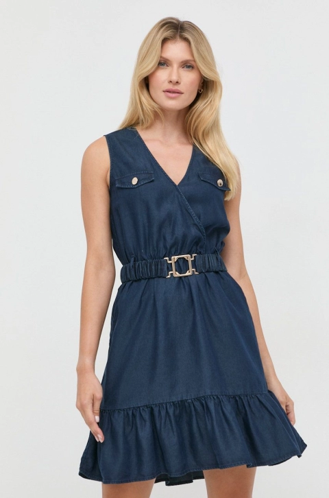 Morgan rochie culoarea albastru marin, mini, evazati