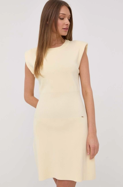 Morgan rochie culoarea galben, mini, evazati