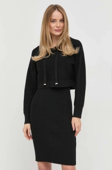 Morgan rochie si pulover culoarea negru, mini, mulata