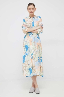 Mos Mosh rochie culoarea bej, midi, evazati