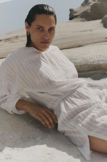 MUUV. rochie din bumbac culoarea alb, mini, drept