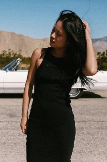 MUUV. rochie Racer culoarea negru, midi, mulat