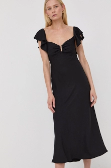 Nissa rochie culoarea negru, midi, evazati