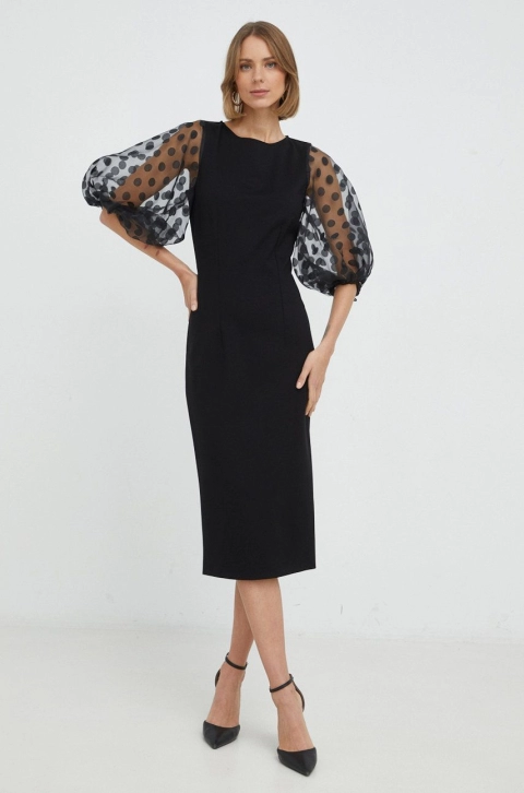 Nissa rochie culoarea negru, mini, mulata