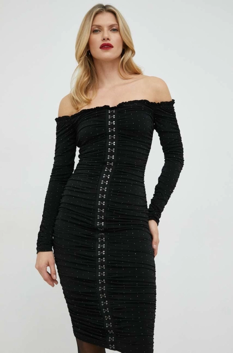 Nissa rochie culoarea negru, mini, mulata