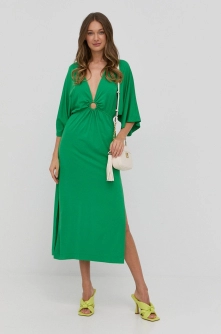 Nissa rochie culoarea verde, midi, evazati