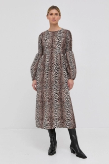 Notes du Nord Rochie Bella culoarea maro, midi, model drept