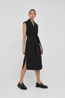 Notes du Nord Rochie Brenna culoarea negru, midi, model drept