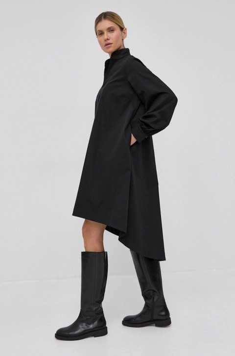 Notes du Nord Rochie Brianna culoarea negru, mini, asimetric