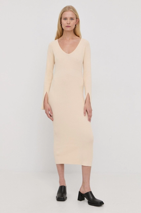 Notes du Nord rochie culoarea alb, midi, evazati