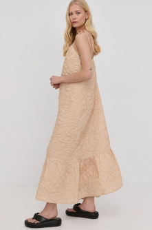 Notes du Nord rochie culoarea bej, maxi, drept