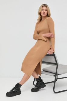 Notes du Nord rochie culoarea bej, midi, mulata