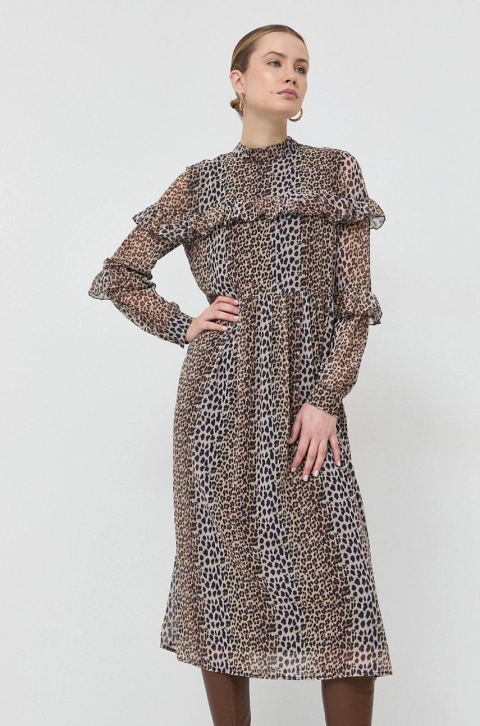 Notes du Nord rochie culoarea maro, maxi, evazati