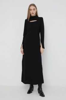 Notes du Nord rochie culoarea negru, maxi, evazati