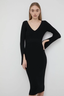 Notes du Nord rochie culoarea negru, midi, evazati