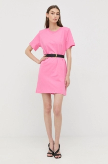 Notes du Nord rochie din bumbac culoarea roz, mini, drept