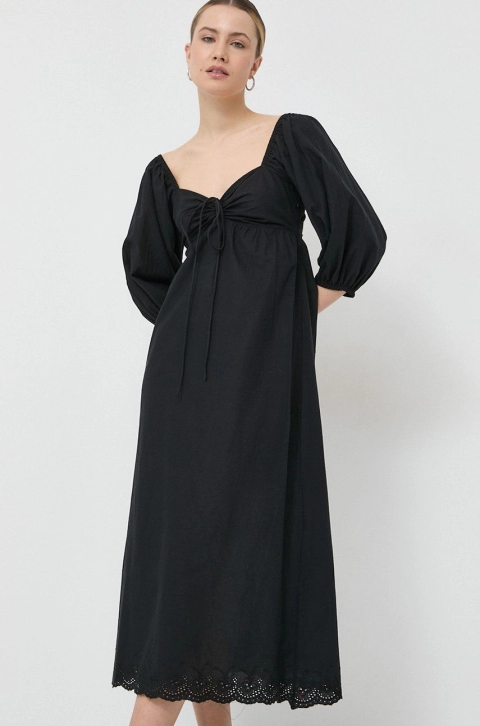Notes du Nord rochie din bumbac Filippa culoarea negru, maxi, evazati