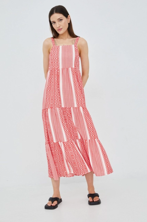 Only rochie culoarea rosu, maxi, evazati