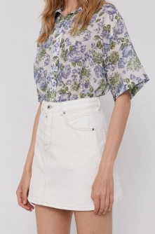 Pepe Jeans Fustă jeans culoarea alb, mini, model drept