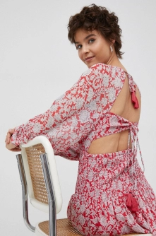 Pepe Jeans rochie Berenice culoarea rosu, maxi, evazati