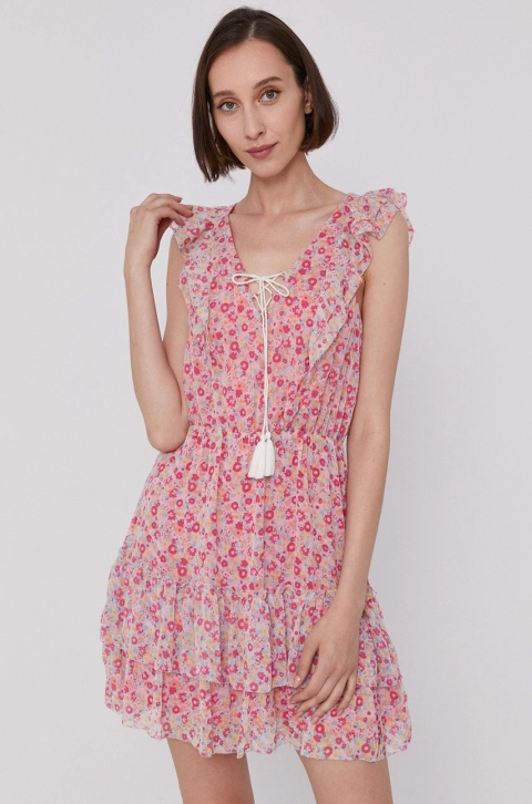 Pepe Jeans Rochie CHABELAS culoarea roz, mini, evazata