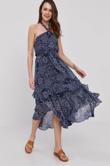 Pepe Jeans Rochie culoarea albastru marin, midi, evazata