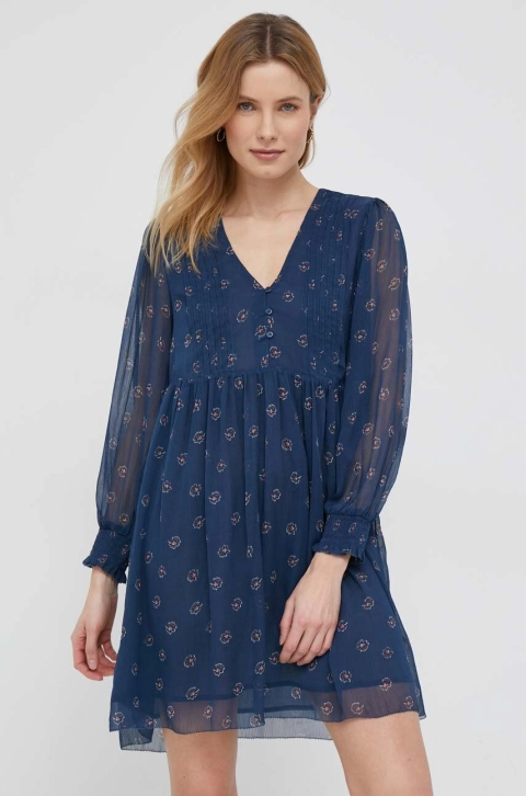 Pepe Jeans rochie culoarea albastru marin, mini, evazati