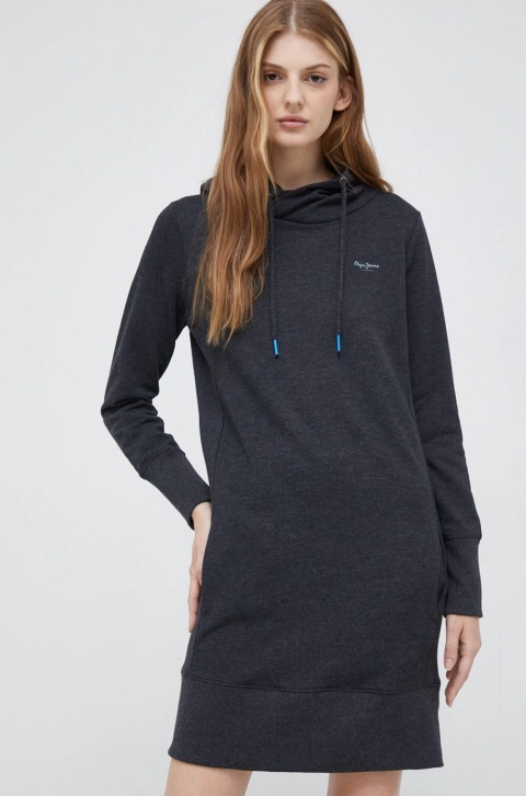 Pepe Jeans rochie culoarea gri, mini, drept