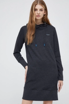 Pepe Jeans rochie culoarea gri, mini, drept